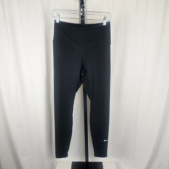 Nike Dri-FIT Black High-Rise Leggings M Inner Waist Pouch Minimal Logo - Picture 1 of 5